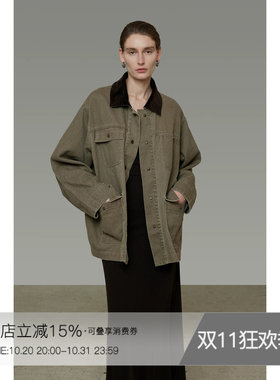 UNSPOKEN复古撞色牛仔外套