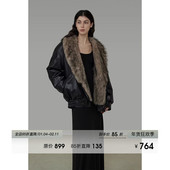 UNSPOKEN毛领短款 毛毛大衣 加厚短款 皮毛一体外套女冬季 2025新款