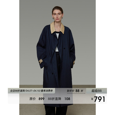 UNSPOKEN撞色长款风衣