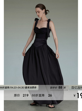 UNSPOKEN黑色吊带背心女设计感小众高级感辣妹上衣半身连衣裙套装