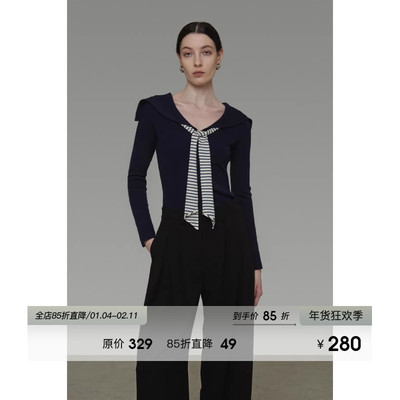 UNSPOKEN复古海军领针织衫