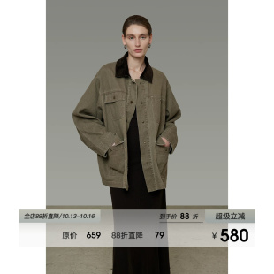 UNSPOKEN复古撞色牛仔外套女2026秋季新款设计感小众宽松休闲夹克