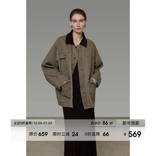 UNSPOKEN复古撞色牛仔外套女2026春季 设计感小众宽松休闲夹克 新款