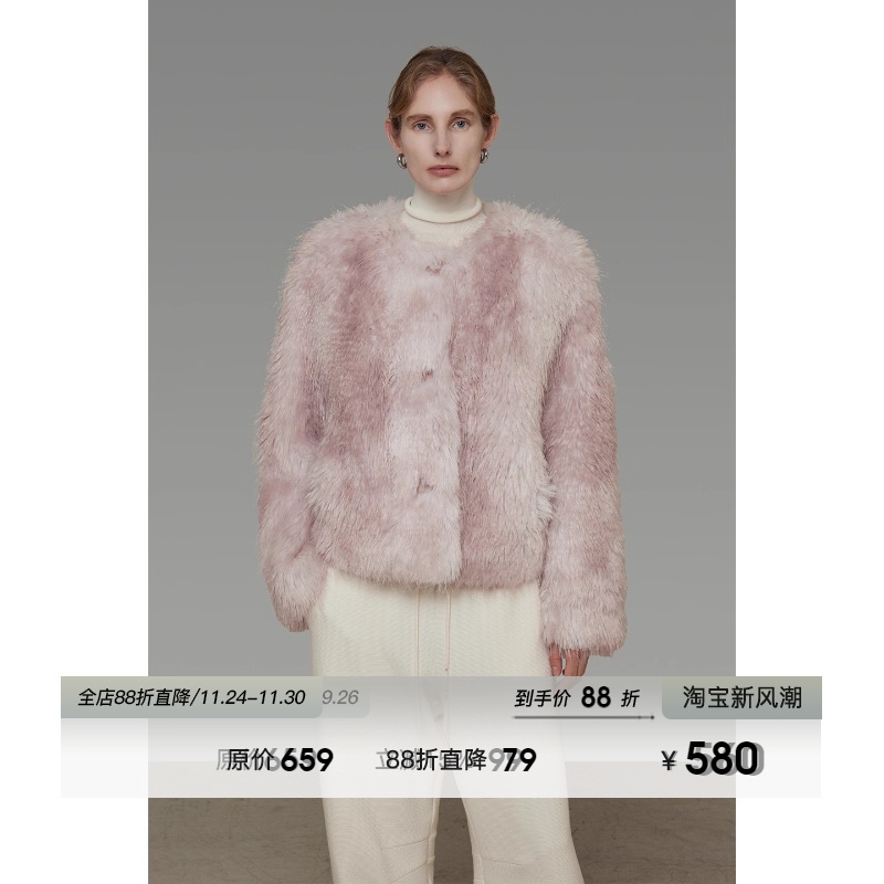 UNSPOKEN短款毛绒外套环保毛皮草