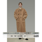 UNSPOKEN复古立领牛角扣皮毛一体女冬2025新款 毛毛外套 慵懒风长款