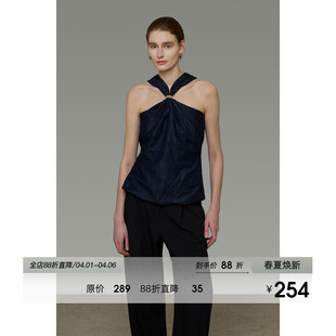 新款 高级设计气质显瘦背心2026夏装 UNSPOKEN挂脖上衣女交叉领修身