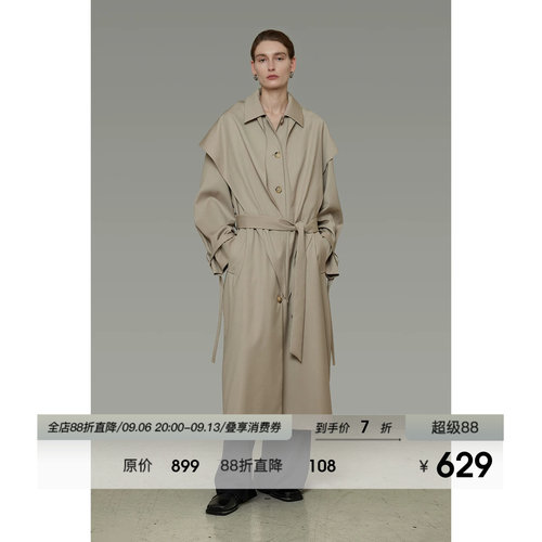 UNSPOKEN气质高级感长款风衣外套