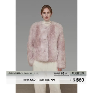 UNSPOKEN短款毛绒外套女2025冬季新款小众设计感宽松环保毛皮草