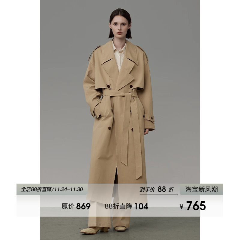 UNSPOKEN常规翻领长通勤气质风衣