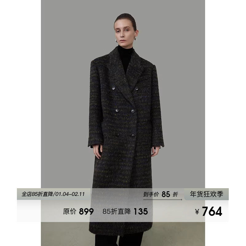 UNSPOKEN廓形西装羊毛大衣女2025冬季新款简约高级感长款毛呢外套,女装/女士精品,毛呢外套,淘宝优惠券,粉丝福利购,淘宝优惠卷