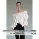 衬衫 设计感灯笼袖 通勤高级感 一字肩上衣女春季 UNSPOKEN白色法式