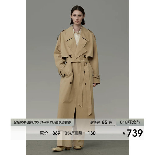 UNSPOKEN常规翻领长通勤气质风衣