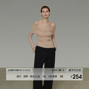 UNSPOKEN假两件荡领蕾丝拼接针织衫女春季设计感修身显瘦气质上衣