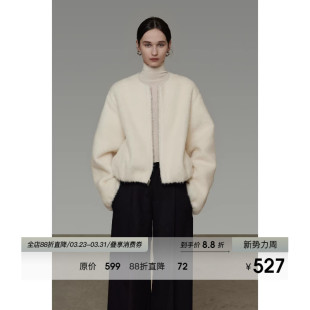 宽松显瘦慵懒松弛感毛毛大衣 2026新款 UNSPOKEN短款 毛呢外套女冬季