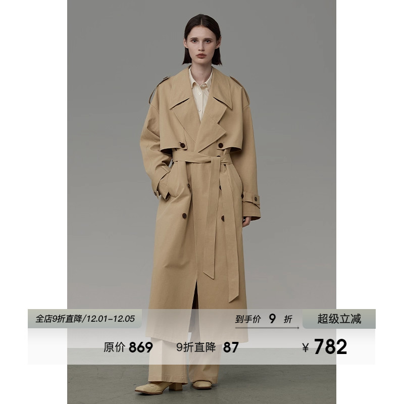 UNSPOKEN常规翻领长通勤气质风衣