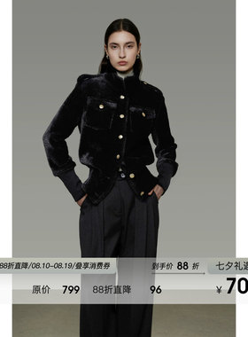 UNSPOKEN立领短款毛呢外套女冬季2026新款修身显瘦高级感呢子大衣