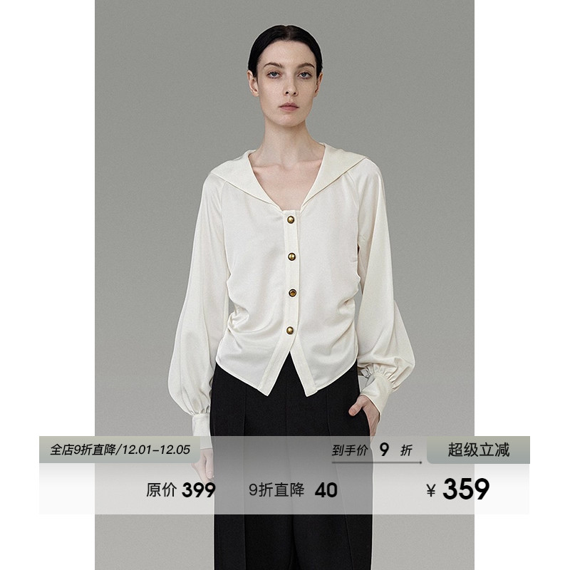 UNSPOKEN金属扣缎面衬衫