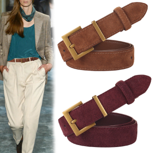 大衣真皮腰带女款 皮带女安可拉红色配牛仔裤 饰连衣裙子西装 装 西裤