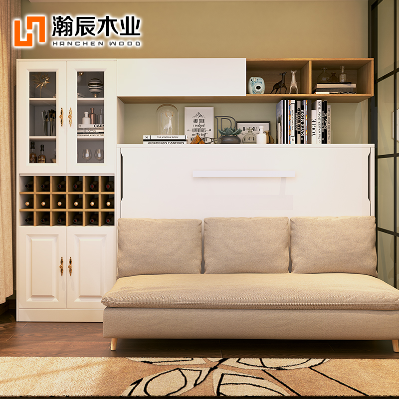 瀚辰木业侧翻隐形床小户型客厅带沙发墨菲床多功能折叠床空间壁床虎窝淘 
