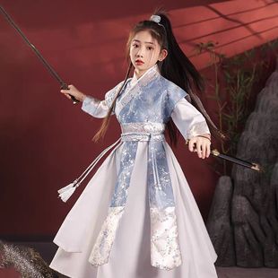 儿童汉服女童花木兰服装仙侠风女孩剑客飞鱼服cos侠客古装演出服