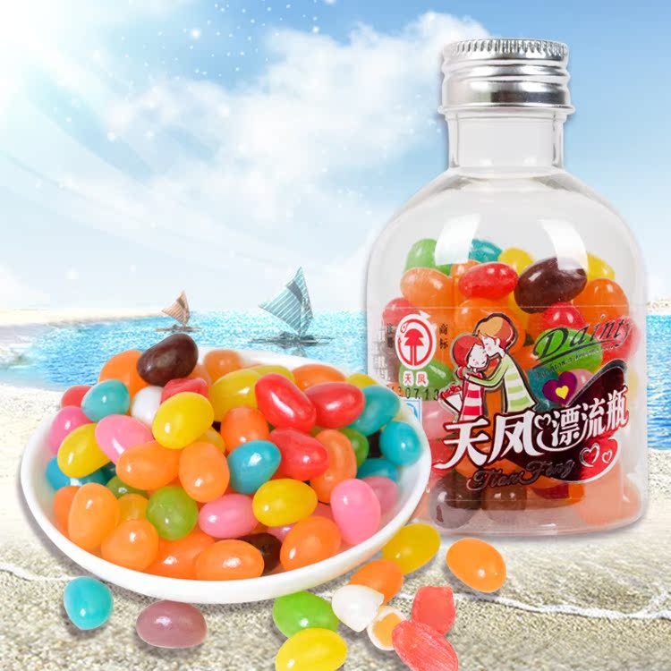 80后经典怀旧儿童趣味零食天凤漂流瓶糖 90后儿时回忆彩虹糖果80g