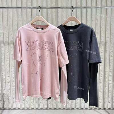 【MAGLIANO联名】正品2026冬新品烫钻蝴蝶结假两件T恤MBF4TEE015