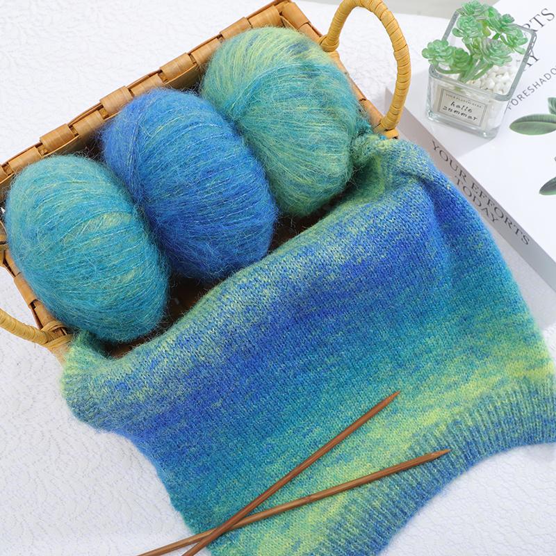 花马海毛毛线手编油画马海毛细毛线织围巾披肩外搭线团diy包邮