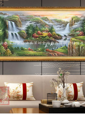 经典深圳风景油画日出聚宝盆手绘