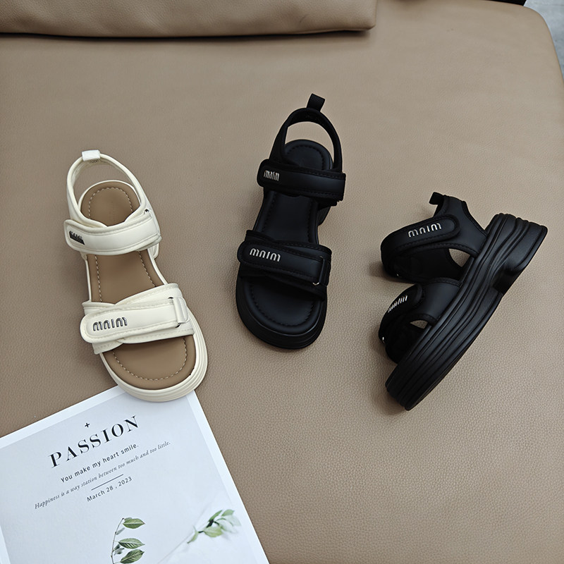 运动凉鞋女2025年夏季外穿韩版精致厚底凉拖配裙子魔术贴罗马凉鞋