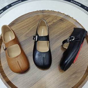 法式复古玛丽珍单鞋女2026新款褶皱方透平底配裙子软底舒适豆豆鞋
