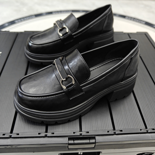 厚底乐福鞋女2026新款春秋单鞋粗跟软皮软底小皮鞋英伦风时装女鞋