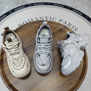 复古厚底时尚老爹鞋女2026新款增高轻便显脚小系带百搭运动休闲鞋