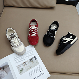 运动休闲板鞋 厚底真皮阿甘德训鞋 显脚小拼色时尚 韩版 潮 女2025新款