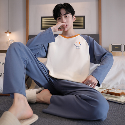 青少年纯棉睡衣男士家居服套装