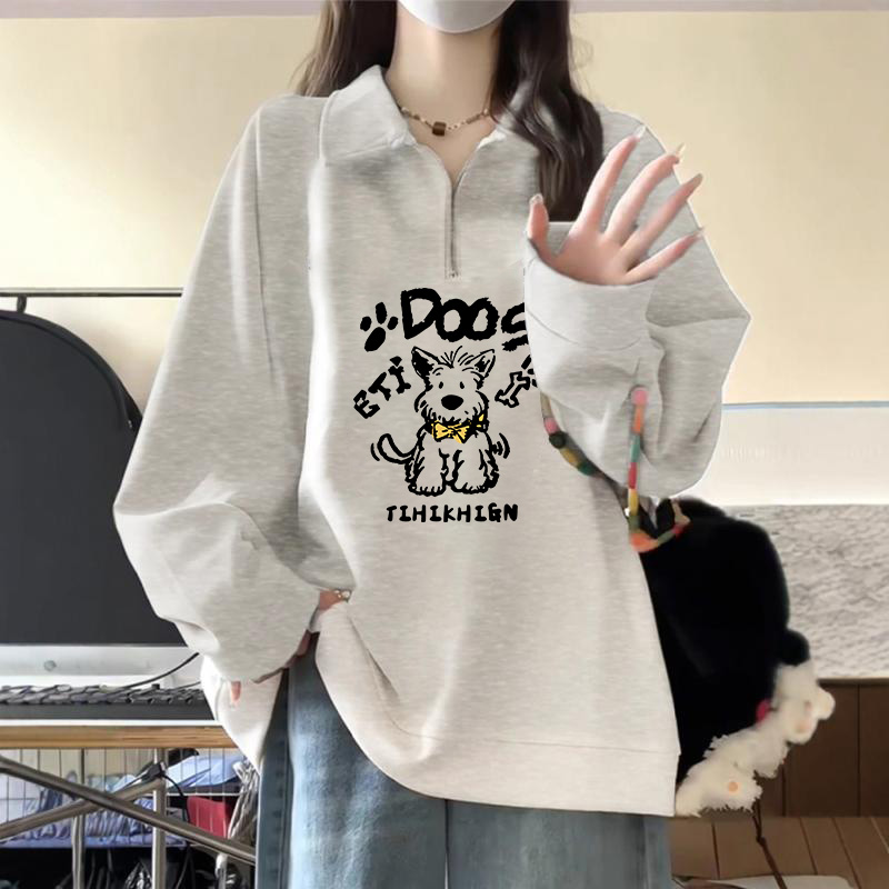 半拉链卫衣女高级感Polo领上衣秋