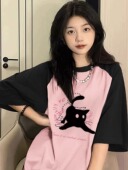 ins纯棉插肩袖 hiphop潮牌夏季 上衣 oversize闺蜜装 短袖 女装 T恤大码