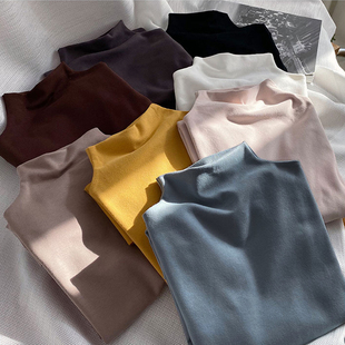 洋气加绒加厚保暖半高领发热内搭长袖 德绒打底衫 女秋冬2020新款