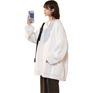 秋季oversize炸街盐系薄款圆领卫衣女ins潮酷宽松vintage情侣上衣