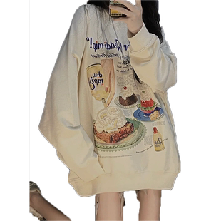 韩系chic慵懒风大码oversize宽松显瘦薄款卫衣ins潮小众外套上衣