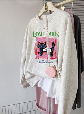 超火cec网红大码灰色卫衣女洋气学生上衣潮ins秋季薄款小个子外套