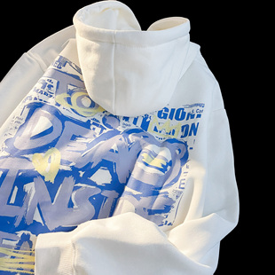 女装 美式 甜酷卫衣hiphop慵懒风加绒加厚超火情侣外套宽松连帽大码