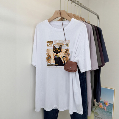 大码白色T恤女新款漂亮短袖胖mm