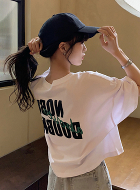 大码ulzzang短袖T恤宽松设计感小众轻熟百搭韩风chic短款上衣女夏