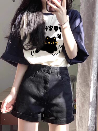 短袖t恤女insoversize插肩设计感