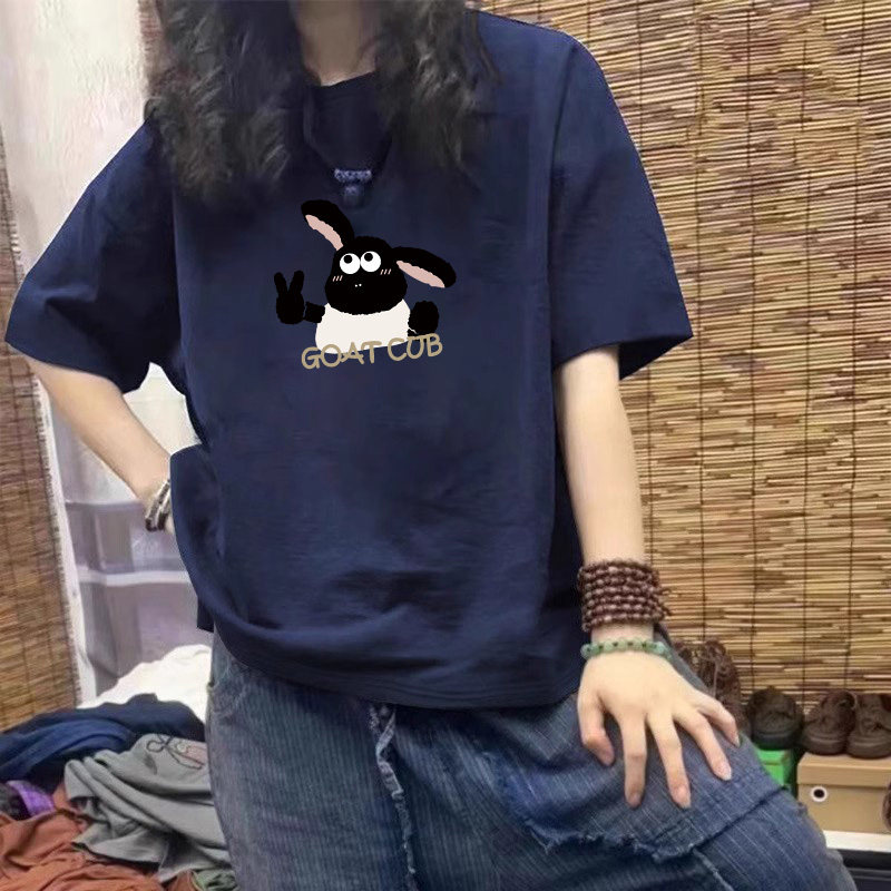 oversize大码女士短袖t恤2025超火减龄独特漂亮初夏胖mm上衣ins潮 - 实物图
