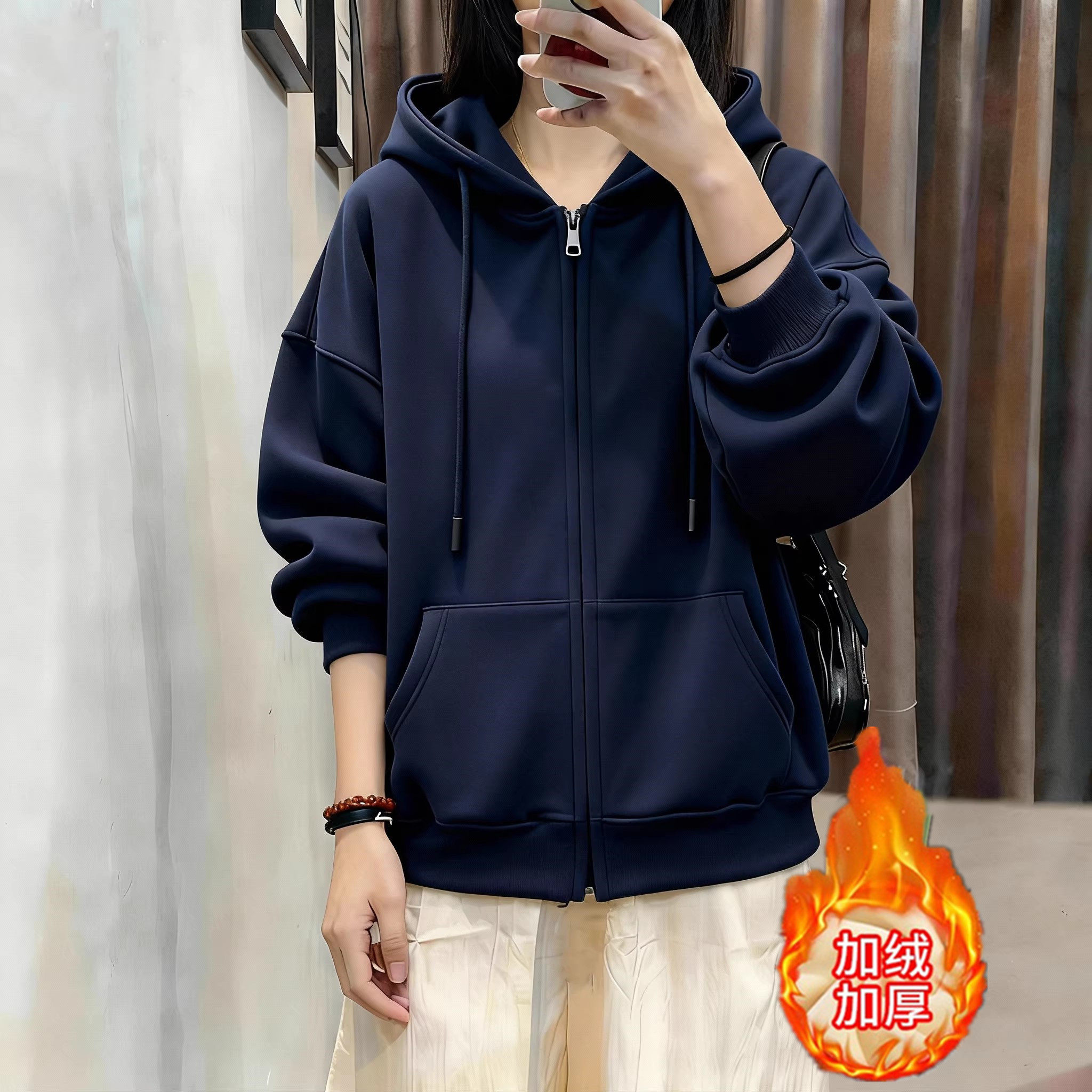 山东即墨加绒连帽独特超好看卫衣女胖mm大码拉链开衫学院风外套潮,女装/女士精品,卫衣/绒衫,淘宝优惠券,粉丝福利购,淘宝优惠卷