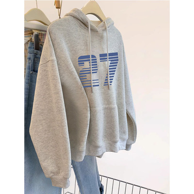 大码宽松韩版慵懒风爆款连帽卫衣
