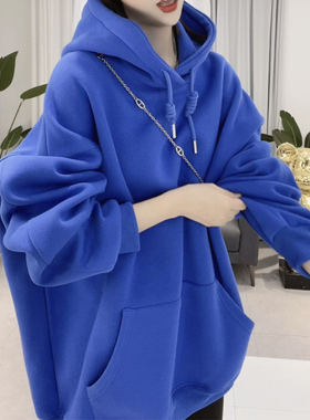 连帽卫衣女秋冬加绒hiphop高街大码ins潮加厚纯色百搭高级感外套