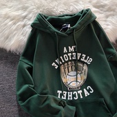 美式 小众外套上衣 ins潮秋季 复古vintage连帽卫衣女大码 加绒情侣装