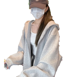 卫衣oversize大码宽松帽衫女潮牌ins学院风加绒外套新款秋装上衣